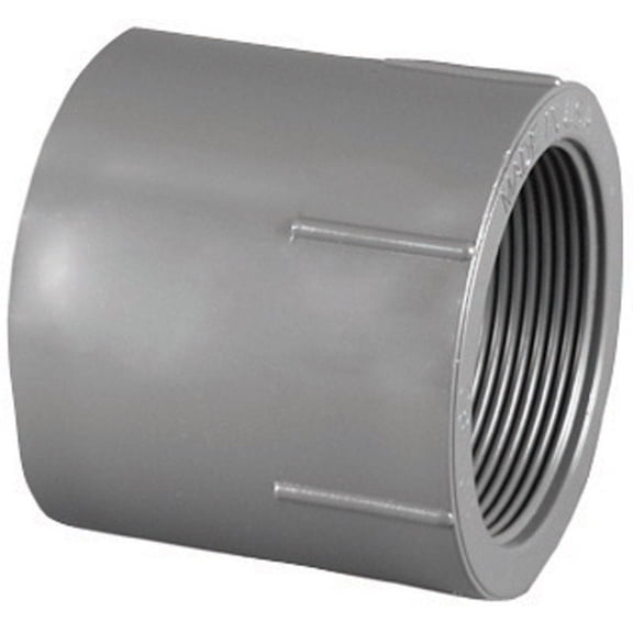 Charlotte Pipe & Foundry PVC 08101 1400HA Pipe Fitting, PVC FPT Adapter, Gray, Slip x Thread, 1-In.