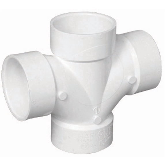 Charlotte Pipe & Foundry PVC004280600HA PVC-DWV Double Sanitary Tee 1.5 in. Hub