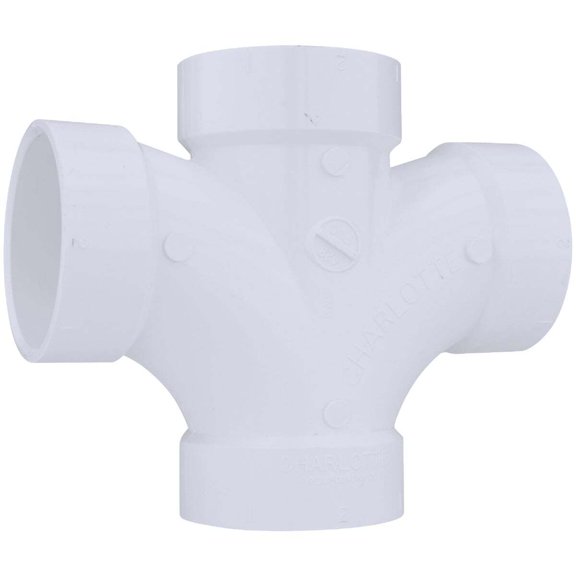 Charlotte Pipe & Foundry PVC004280800HA PVC-DWV Double Sanitary Tee, 2 in.