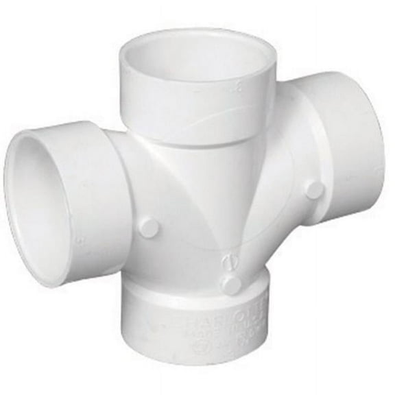 Charlotte Pipe & Foundry PVC004281200HA Double Sanitary PVC Tee - 4 in.