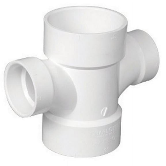 Charlotte Pipe & Foundry PVC004290600HA PVC Double Sanitary Tee 2 x 2 x 1.5 x 1.5 in.