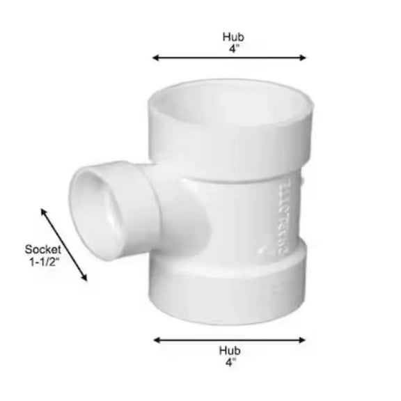 Charlotte Pipe PVC 00401 1800HA 4" x 2" Reducing Schedule 40 Sanitary PVC Tee