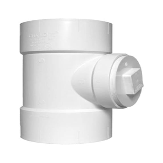 Charlotte Pipe PVC 00444X 1000HA Schedule 40 DWV PVC Test Tee With Cleanout Plug, 3 In. - Quantity 10