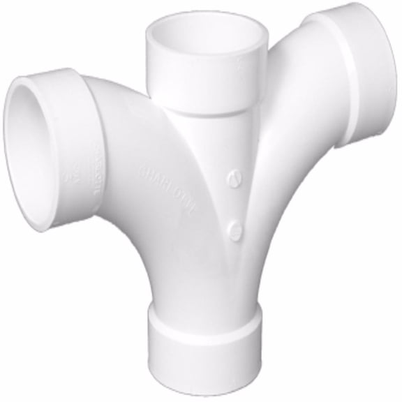 Charlotte Pipe PVC 005001200HA Reducing Double Fixture Fitting Tee, White