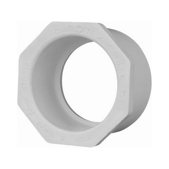Charlotte Pipe PVC 02107 0950HA Schedule 40 Pipe Reducer Bushing, White, Spigot x Slip, 1-1/4 x 3/4 In. - Quantity 25
