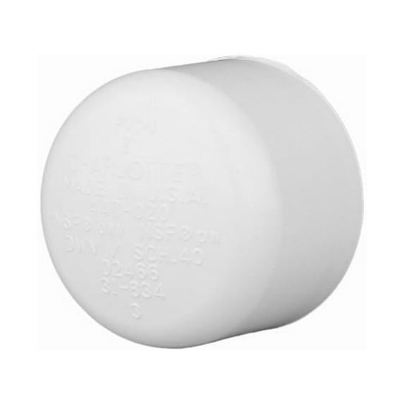 Charlotte Pipe PVC 02116 0800HA Schedule 40 PVC Pressure Pipe Cap, White, 3/4 In. - Quantity 25