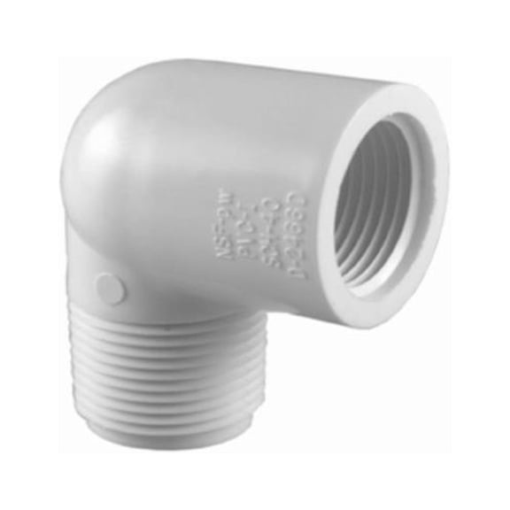 Charlotte Pipe PVC 02307 0600HA Schedule 40 PVC 90-Degree Street Elbow, White, 1/2 In. - Quantity 25