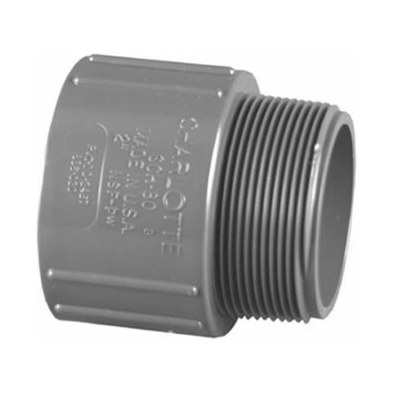 Charlotte Pipe PVC 08109 1000HA Schedule 80 PVC Adapter, Male, 1 In. - Quantity 10