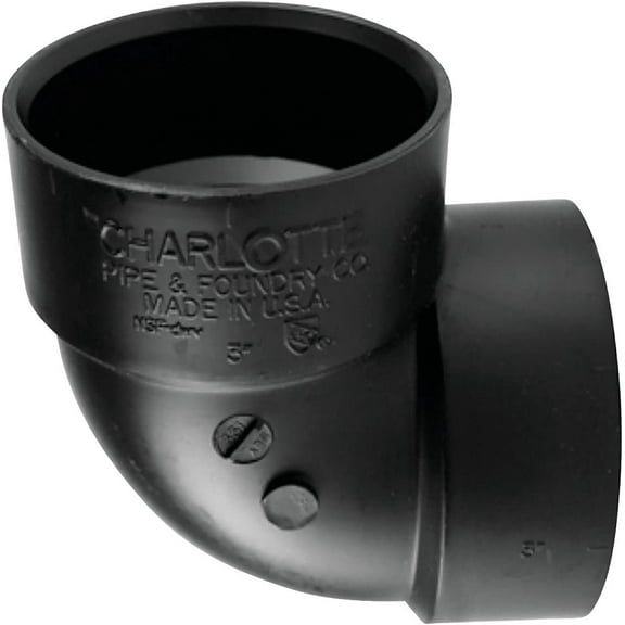 Charlotte Pipe Schedule 40 3 in. Hub x 3 in. Dia. Hub ABS Elbow