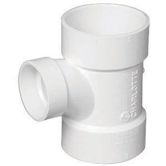 Charlotte Pipe Schedule 40 4 in. Hub x 4 in. Dia. Hub PVC Sanitary Tee