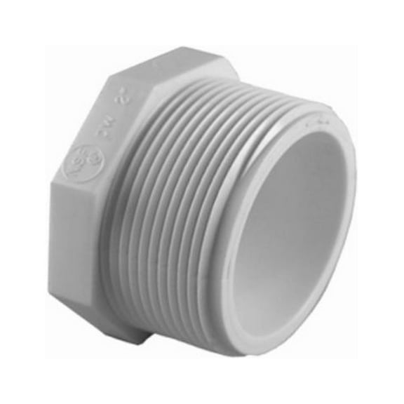 Charlotte Pipe PVC 02113  1400HA Schedule 40 Pipe Plug, White, 1-1/2 In. MPT - Quantity 25