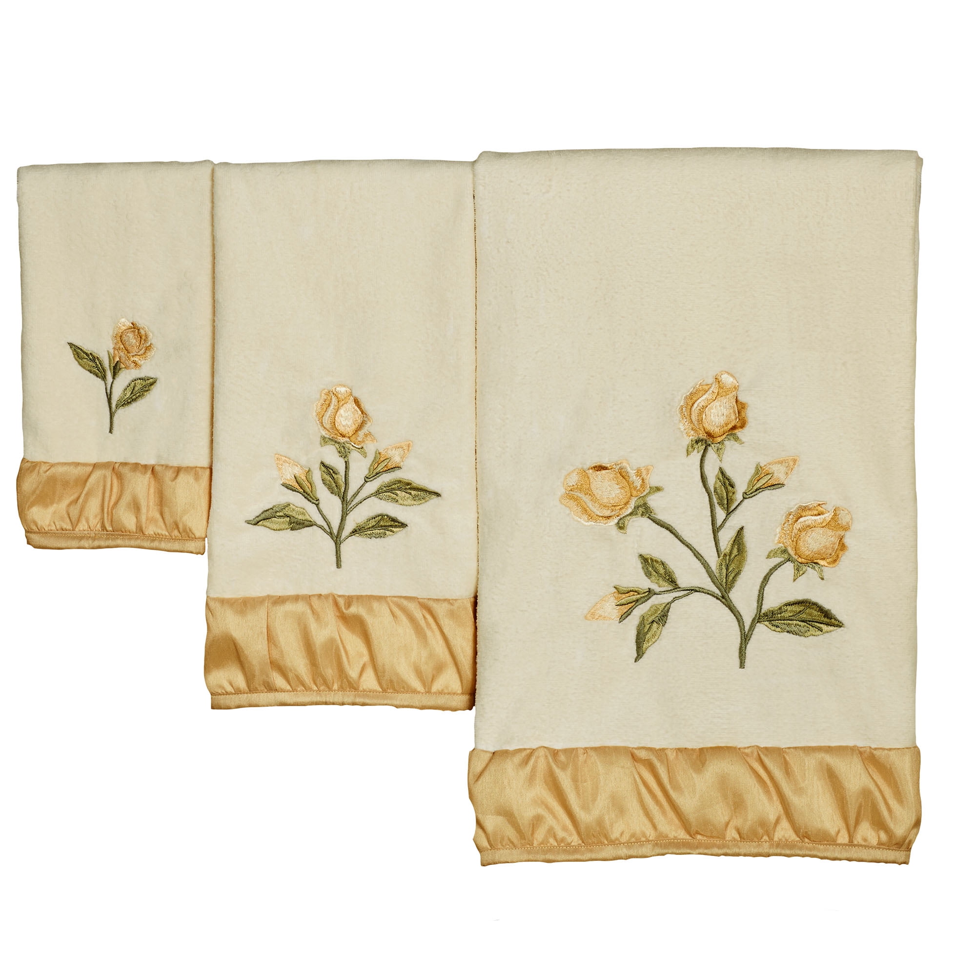 Charlotte Rose Bath Towel Set Butter Bath Hand Fingertip Set of Three