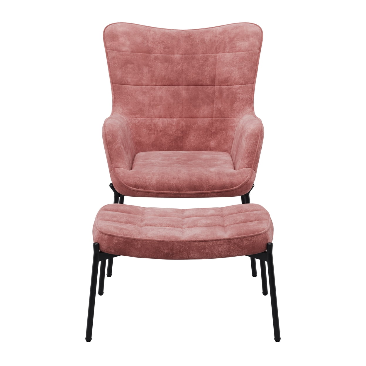 Charlotte Black Velvet Wingback Accent Chair with Metal Legs
