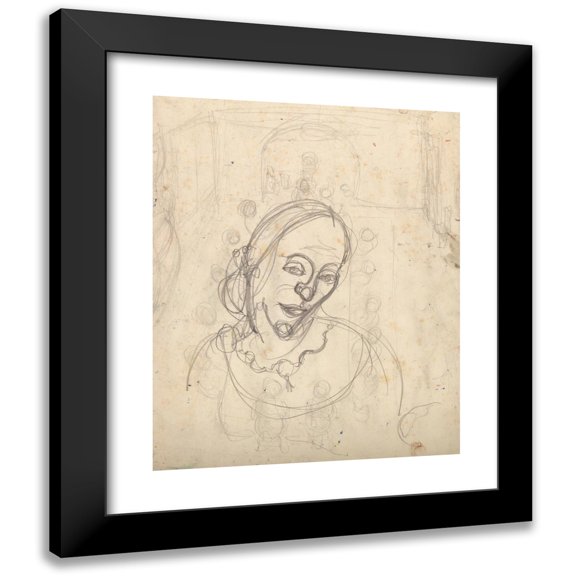 Charlotte Salomon 12x14 Black Modern Framed Museum Art Print Titled - Dinner Party with Presumed Portrait Study of Paula Lindberg (Verso) (1940-1942)