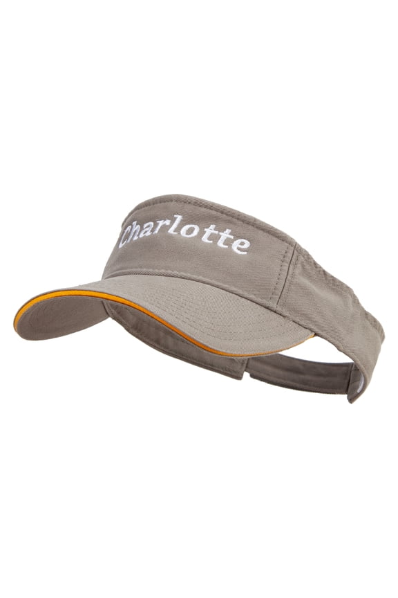 Charlotte South Carolina Logo Embroidered Prostyle Cotton Twill Washed Visor - Olive Gold OSFM