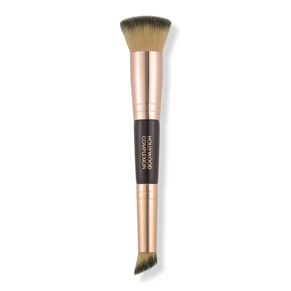 Charlotte Tilbury Hollywood Complexion & Foundation Brush - 2-in-1 Contour & Foundation Makeup Brush with No-Shed Synthetic Fibers - Flawless Base & Precision Blending Tool