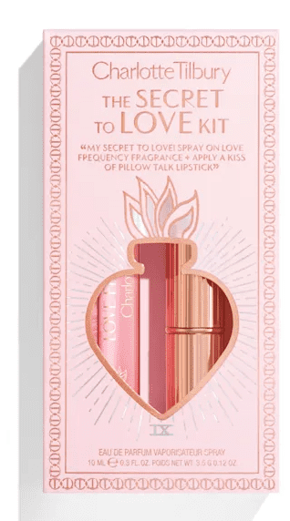 Charlotte Tilbury The Secret to Love Kit- Love Frequency Mini EDP + Full size Pillow Talk Matte Revolution Lipstick