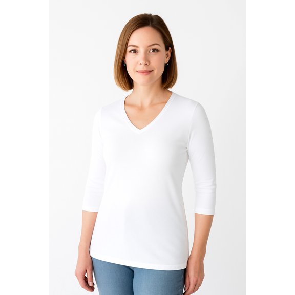 Charlotte V-Neck 3/4 Sleeve Top-Basics