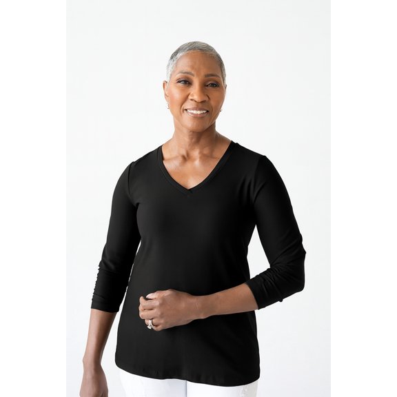 Charlotte V-Neck 3/4 Sleeve Top-Basics
