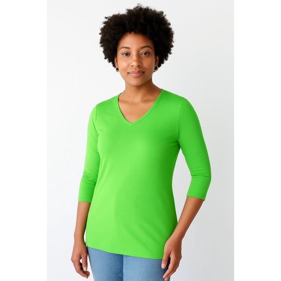 Charlotte V-Neck 3/4 Sleeve Layering Top-Basics