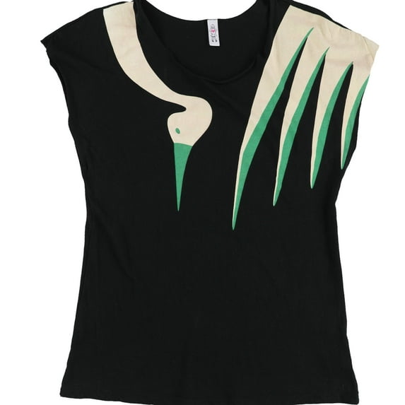 Charlotte Womens Crane Graphic T-Shirt, Black, Medium