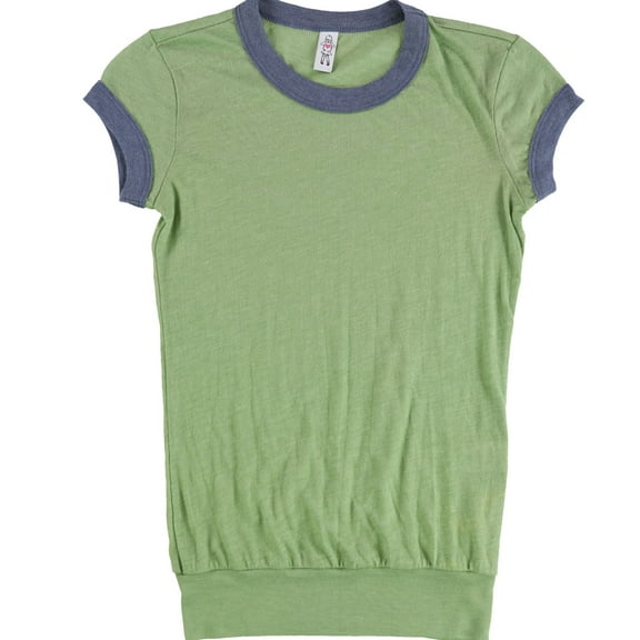Charlotte Womens Heathered Ringer Basic T-Shirt, Green, X-Small