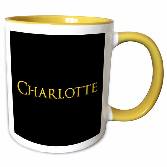 Charlotte favored female name in the USA. Yellow on black charm 15oz Two-Tone Yellow Mug mug-327966-13