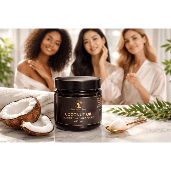 Charlotte's Prey 100% Certified Organic, Extra Virgin, Cold Pressed, Coconut Oil.  It Acts as an Effective Moisturizer on All Types of skin, Including Dry skin.