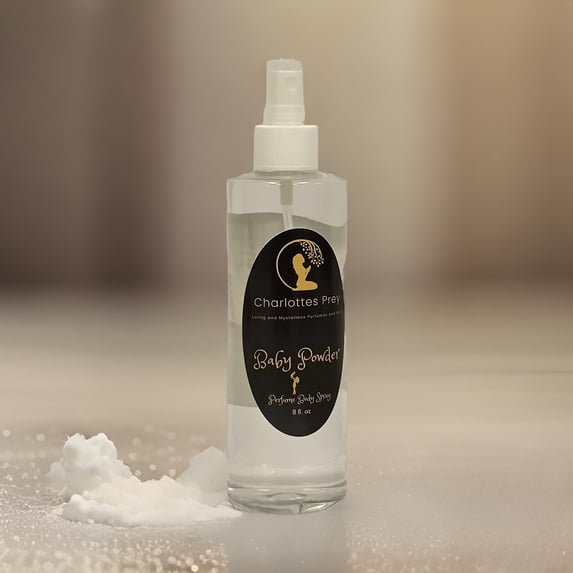 Charlottes Prey, Baby Powder Body Spray, Fresh Scent, 8 oz, Unisex Adults