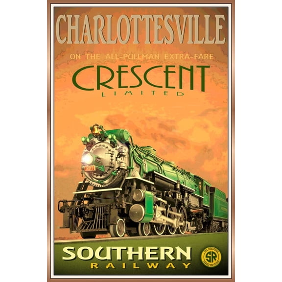 Charlottesville Va Crescent Limited Southern Railway Train Poster Home Decor Office Wall Art