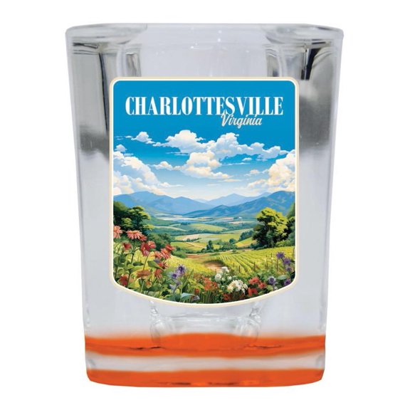 Charlottesville Virginia Design A Souvenir 2 oz Square Shot Glass Orange