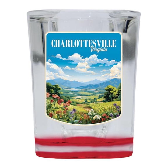 Charlottesville Virginia Design A Souvenir 2 oz Square Shot Glass Red