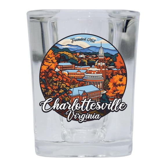 Charlottesville Virginia Design C Souvenir 2 oz Square Shot Glass Clear