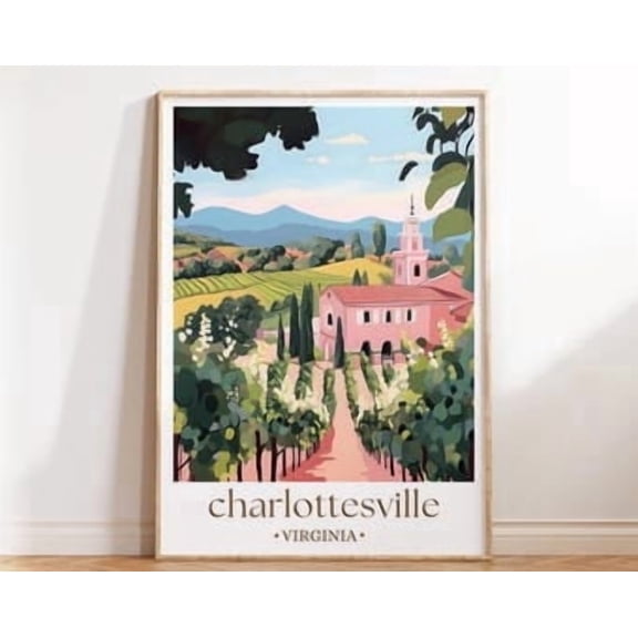 Charlottesville Virginia Travel Poster Art Print Unf Home Decor Office Wall Art