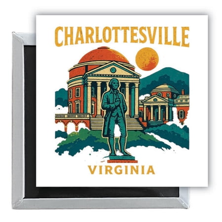 Charlottesville Virginia Vintage Design Souvenir 2.5 x 2.5-Inch Fridge Magnet