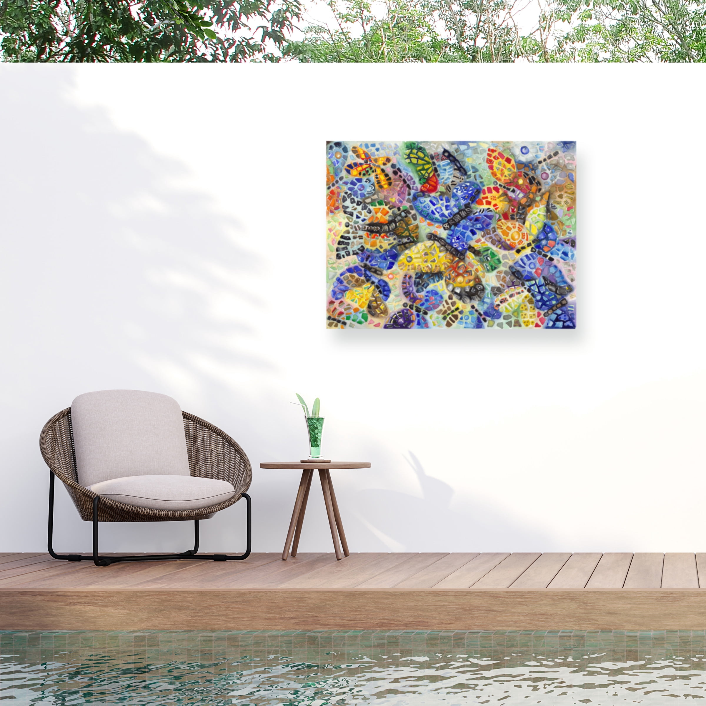 Charlsie Kelly 'Colorful Butterflies Pattern' Outdoor Canvas 18x24