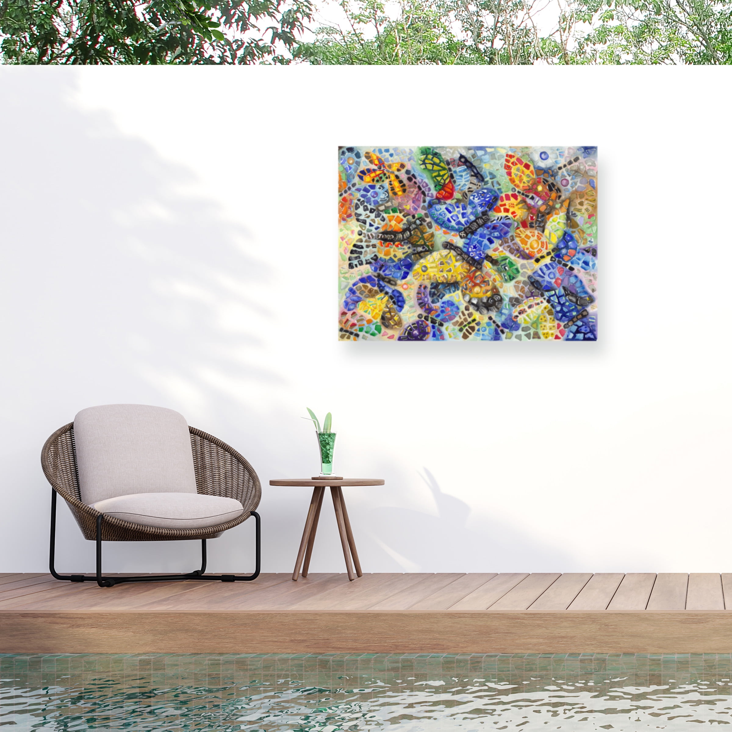 Charlsie Kelly 'Colorful Butterflies Pattern' Outdoor Canvas 35x47