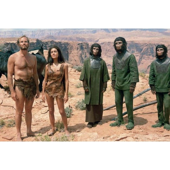 Charlton Heston, Roddy McDowall, Kim Hunter, Linda Harrison and Lou Wagner in Planet of the Apes 8x10 Poster