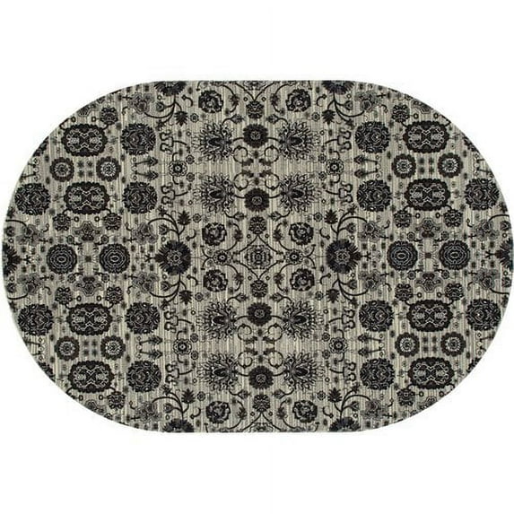 Art Carpet Maison Borderless Cream, Mushroom Brown, Beige 6'7" x 9'10" Oval Rug