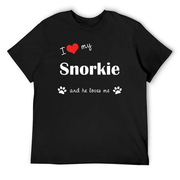 Charlylifestyle I Love My Snorkie Male Dog Short Sleeve T-shirt for Men and Women
