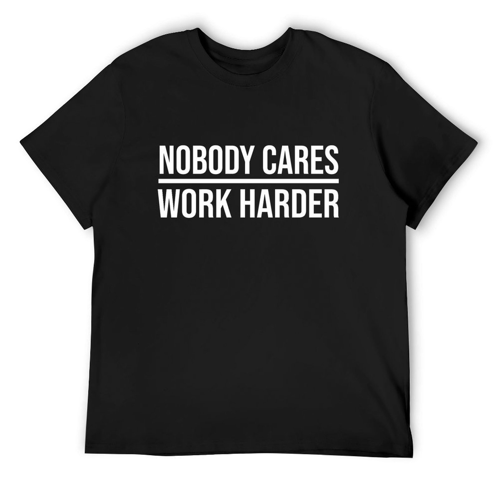 T-shirt Uomo In Cotone 'Work Cares Harder' Fitness Motivazionale, Girocollo, Maniche Corte