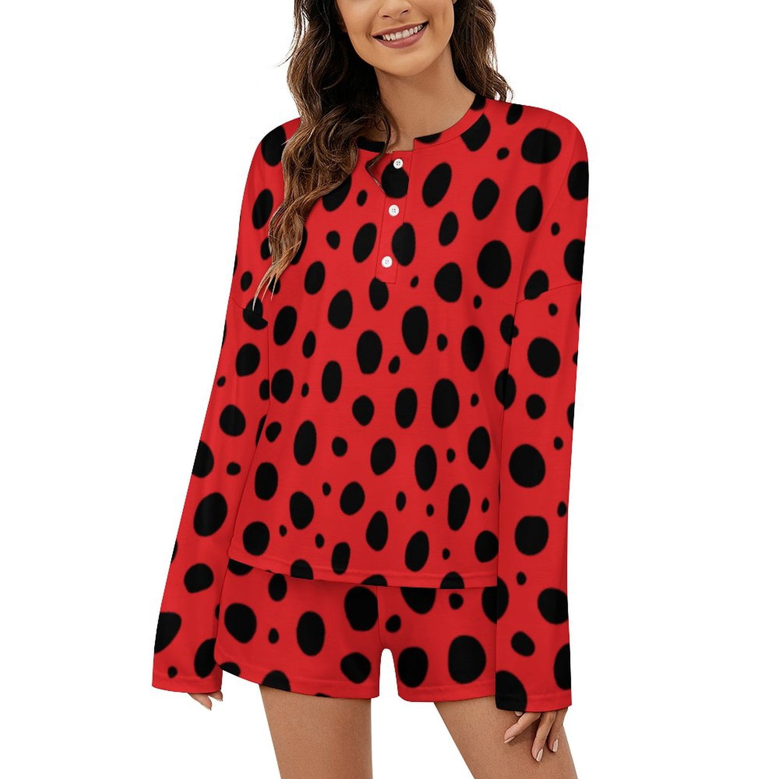 Plum Red Black White One-Piece Pajama