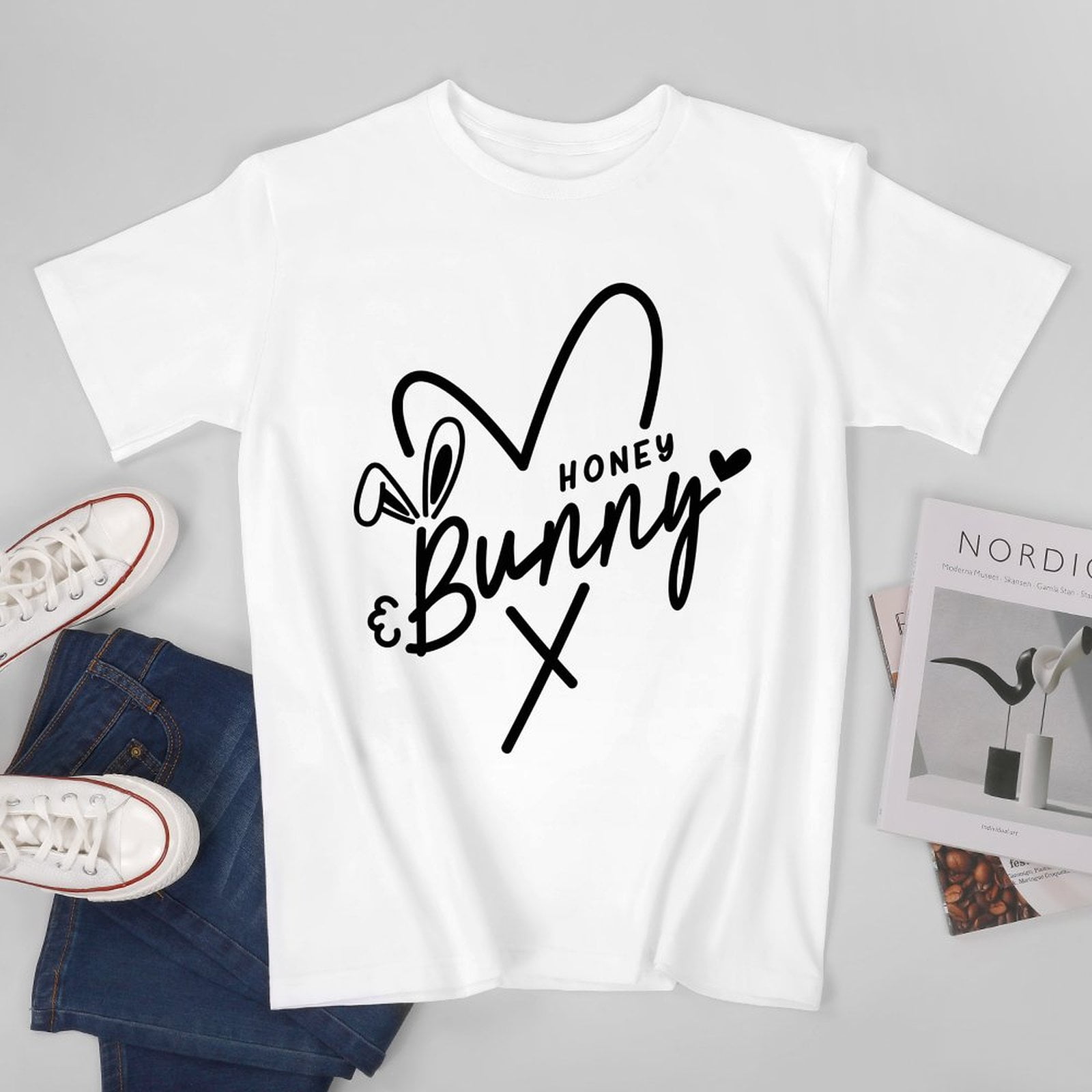 Charlylifestyle Unisex Honey Bunny Heart Short Sleeve T-shirt for Men ...
