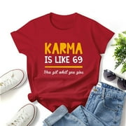 Charlylifestyle Unisex Karma Is Like 69 Funnys Short Sleeve T-shirt for Men and Women