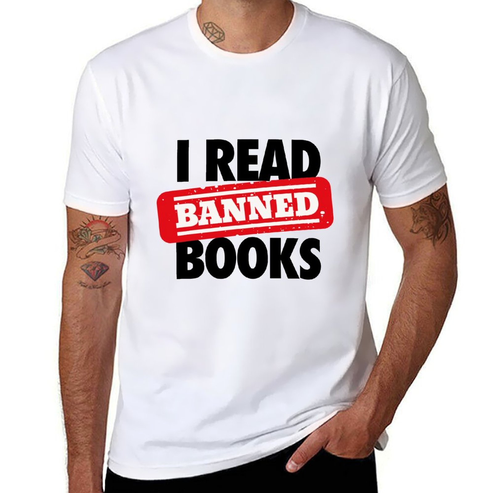 Charlylifestyle Unisex Read Banned Books Short Sleeve T-shirt for Men ...