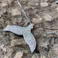 thumbnail image 1 of Charm 14K White Gold Plated Moissanite Whale Tail Pendant Necklace 18", 1 of 2