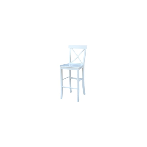 Charm 30-In Bar Height Stool with Solid Wood X-Back Design, Parawood Build, 17.71-In x 20.47-In x 44.88-In, Box Seat, 225 Lbs Weight Limit