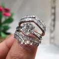 thumbnail image 1 of Charm 3pcs/set 925 Silver Rings Jewelry Cubic Zircon Anniversary Jewelry Sz 6-10, 1 of 5