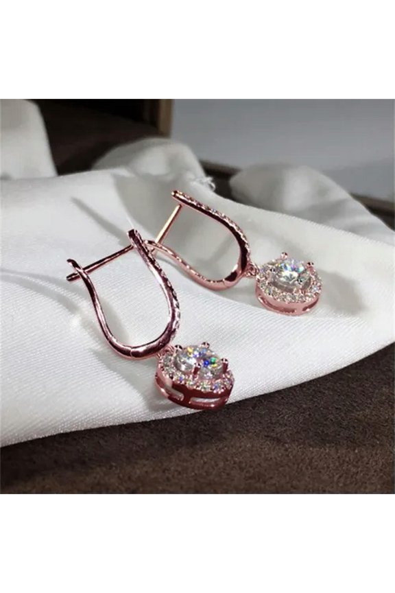 Charm 925 Silver,Gold Plated Hoop Earring Cubic Zircon Party Gift A Pair