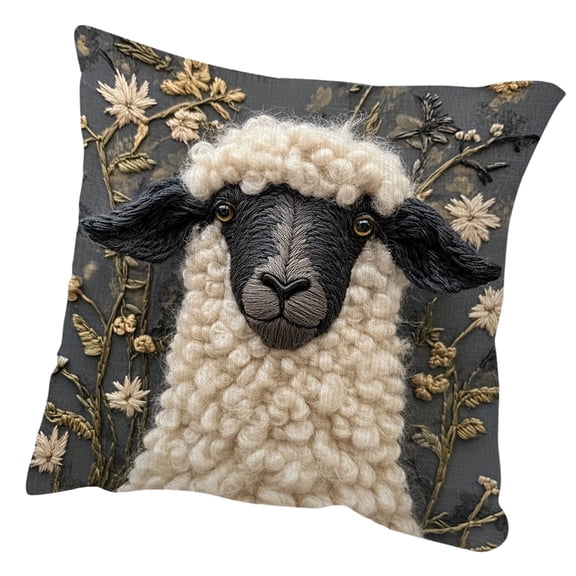 Charm Alpacas Pattern Pillow Case Linen Easy Caring Home Accessory for Car Bedroom